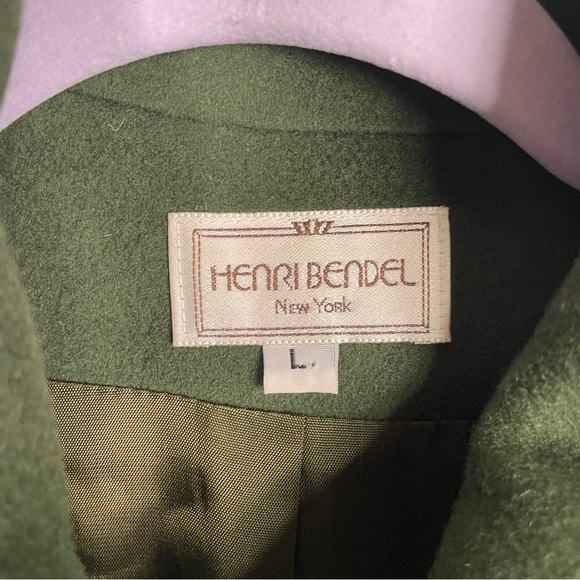 Vintage Henri Bendel New York Green Wool Cashmere Blend Pea Coat - Picture 6 of 9